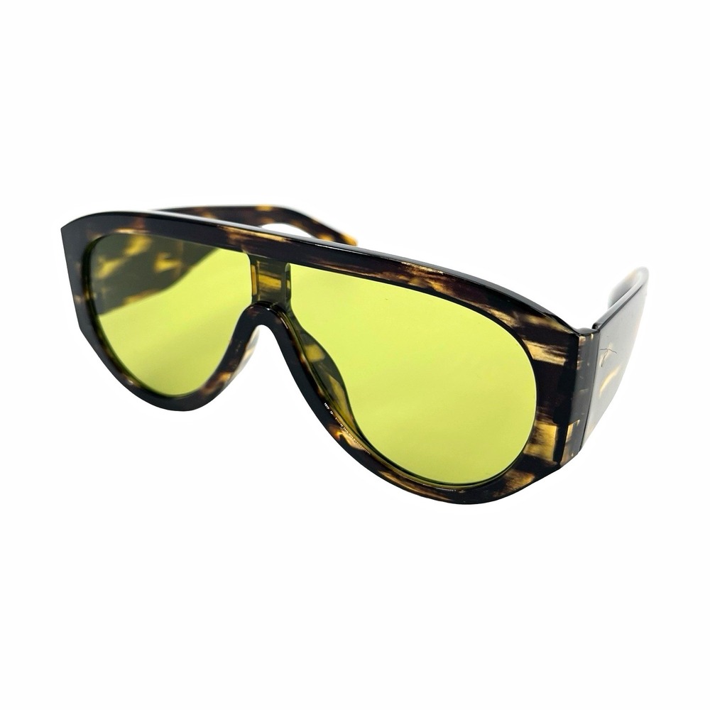 Oversized Shield Sunglasses Tortoise Green Lens Y2K Futuristic Retro Wrap Unisex